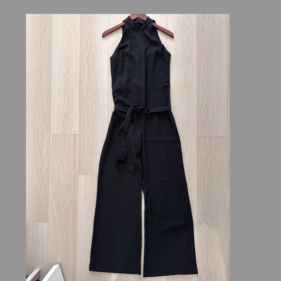 ZARA Black Mock Neck Sleeveless Jumpsuit with Belt - Picture 1 of 2